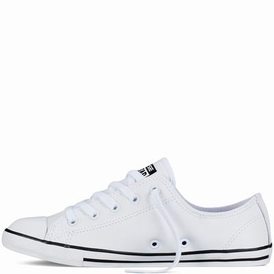 Converse Chuck Taylor All Star Dainty Leather Low Tops Womens - White Shoes (633LQINE)